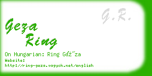 geza ring business card